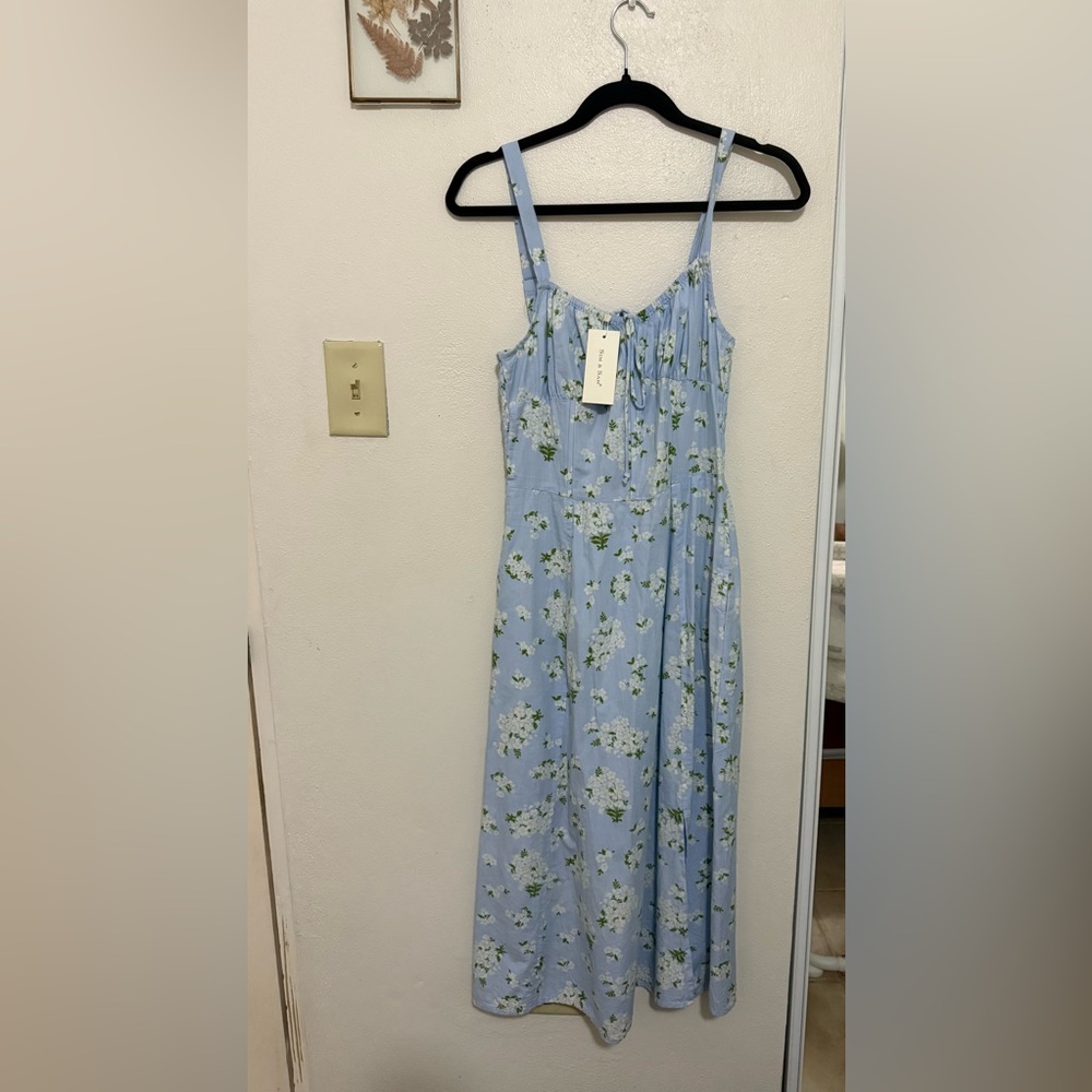 Floral Blue Midi Dress